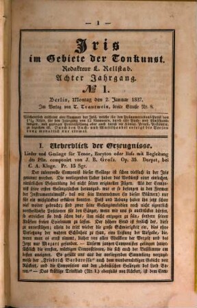 Iris im Gebiete der Tonkunst. 8, 8. 1837