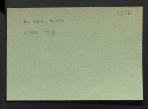Kurtz, Rudolf Dr.