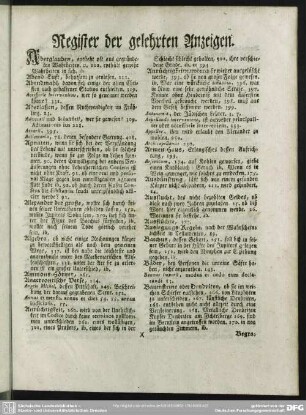 Register der gelehrten Anzeigen
