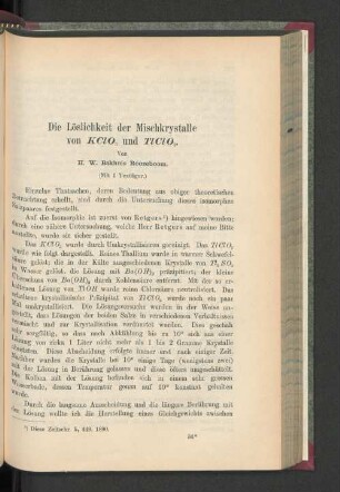 Die Löslichkeit der Mischkrystalle von KClO3 und TlClO3.