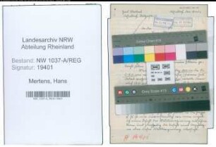 Entnazifizierung Hans Mertens , geb. 00.00.0000 ()