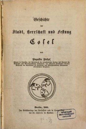 Geschichte der Stadt, Herrschaft und Festung Cosel