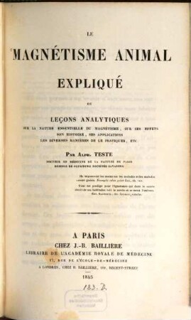 Le Magnétisme animal expliqué