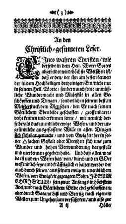 An den Christlich-gesinneten Leser.