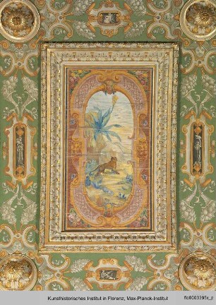 Deckendekoration des Salone Verde : Landschaft mit Tiger und Agave