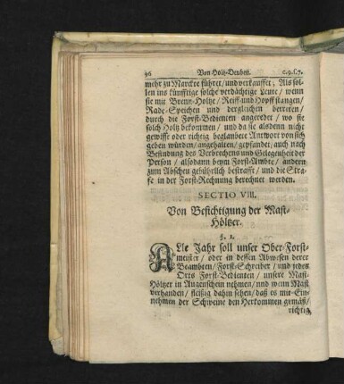 Sectio VIII. Von Besichtigung der Mast-Höltzer.