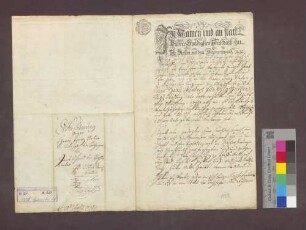 Schuldverschreibung des Jakob Schmid von Pfaffenweiler gegenüber Franz Anton Litschgi in Krozingen.