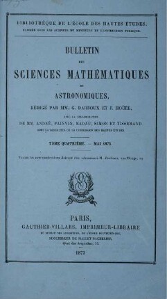 Tome Quartiéme. - Mai 1873.