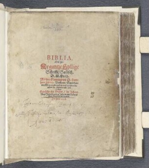 Biblia : Dat ys: De gantze Hyllige Schrifft/ Sassisch