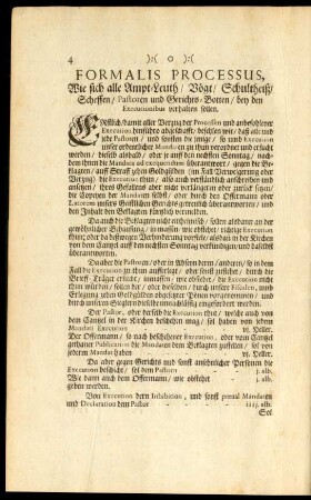 Formalis Processus, Wie sich alle Ampt-Leuth / Vögt / Schultheiß / Scheffen / Pastoren und Gerichts-Botten / bey den Executionibus verhalten sollen.