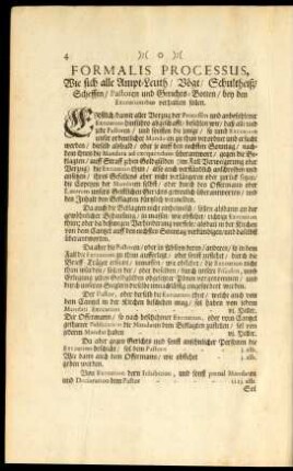 Formalis Processus, Wie sich alle Ampt-Leuth / Vögt / Schultheiß / Scheffen / Pastoren und Gerichts-Botten / bey den Executionibus verhalten sollen.