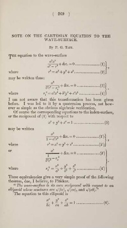 Note on the cartesian equation to the wave-surface.