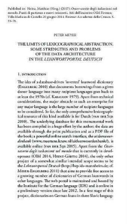 The limits of lexicographical abstraction. Some strengths and problems of the data architecture in the Lehnwortportal Deutsch
