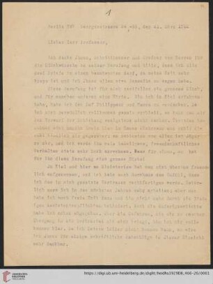 Nachlass Alfred Hettner, Eingegangene Briefe, Korrespondenz Leo Waibel/Alfred Hettner: Brief von Leo Waibel an Alfred Hettner