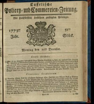 51tes Stueck, Montag den 20ten December 1773