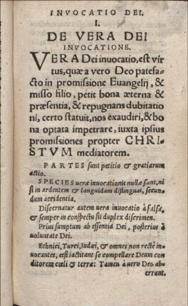 I. De Vera Dei Invocatione.