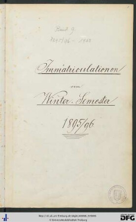 [fol. 1] Wintersemester 1895/96