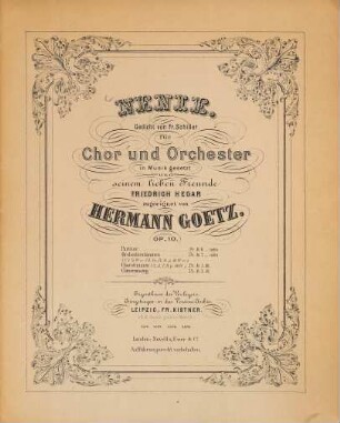 Nenie : Gedicht von Fr. Schiller ; für Chor u. Orchester in Musik gesetzt ; op. 10