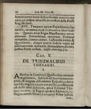 Cap. V. De Tribunalibus Thesauri