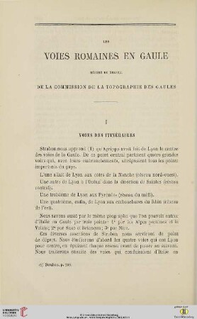 N.S. 7.1863: Les voies romaines en Gaule, 1 : résumé du travail de la commission de la topographie des Gaules