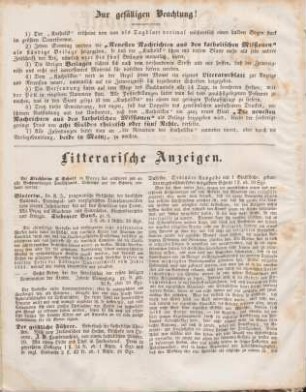 Litterarischer Anzeigen