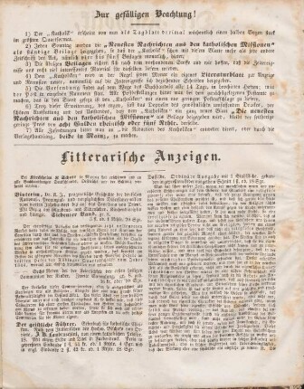 Litterarischer Anzeigen