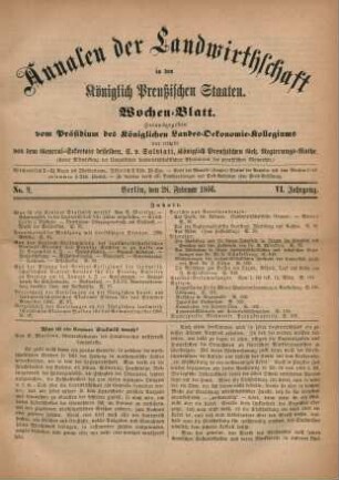 No. 9. Berlin, den 28. Februar 1866. VI. Jahrgang.