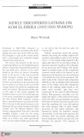 18: Newly discovered latrine on Kom el-Dikka (2005/2006 season) : appendix 1