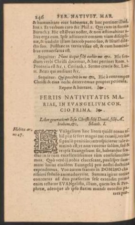 Feriis Nativitatis Mariae, In Evangelium ...