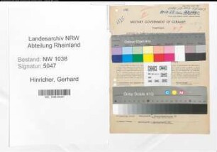 Entnazifizierung Gerhard Hinricher , geb. 19.12.1912 (Angestellter)