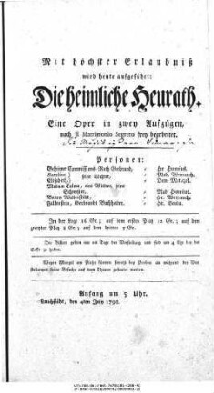 Die heimliche Heurath