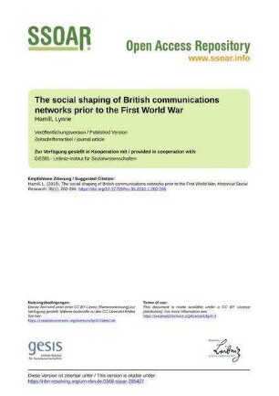 The social shaping of British communications networks prior to the First World War