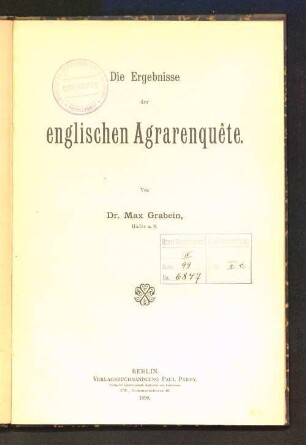 Die Ergebnisse der englischen Agrarenquête
