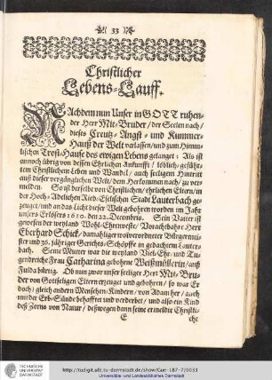 Christlicher Lebens-Lauff