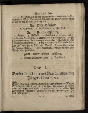 Cap. I. Von der Function eines Capitains bey einer Bürger-Compagnie.