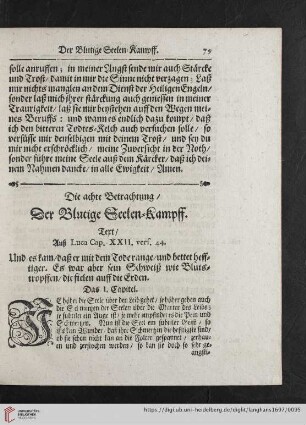 Die achte Betrachtung der blutige Seelen-Kampff
