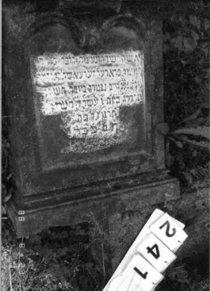 Grabstein 241 (Index: 100095829) Maße HxBxT: 145x52x20 cm Symbolik: Hände der Treue: Grabstein 241 (Detailaufnahme)