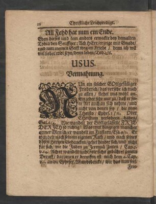 Usus. Vermahnung.
