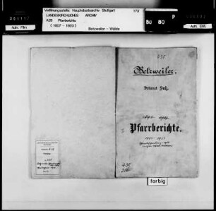 Betzweiler - Wälde: Pfarrberichte und Pfarrbeschreibung
