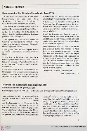 39: Wilhelm von Humboldts pädagogisches Erbe : Neuhumanismus im 21. Jahrhundert? Festvortrag zu Ehren von Prof. Dr. F. Maier am 24.10.1995 an der Humboldt-Universität zu Berlin
