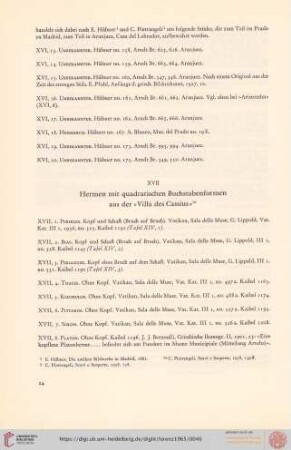 XVII. Hermen mit quadratischen Buchstabenformen aus der "Villa des Cassius"