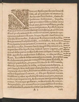 Nicolaus Episcopus servus servorum Dei, ad perpetuam rei memoriam ...