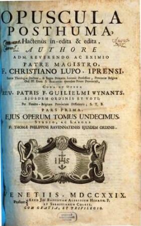 Opuscula postuma, hactenus inedita et edita, 1. Opuscula posthuma, hactenus in-edita & edita : p. 1