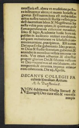 Decanus Collegii Facultatis liberalium Artium: