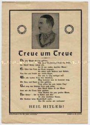 Schmuckblatt mit einem Lobgedicht auf Adolf Hitler