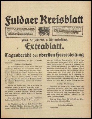 Ausgabe vom Samstag, den 22. Juli 1916.