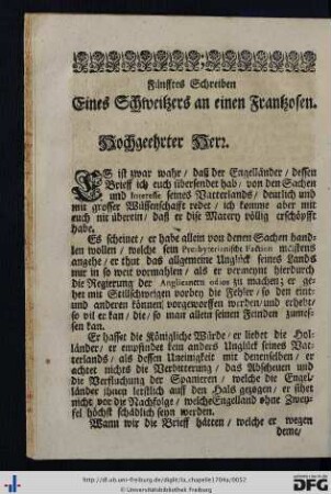 Fünfftes Schreiben.