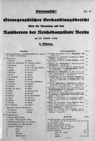 9. Sitzung, 20. Oktober 1938