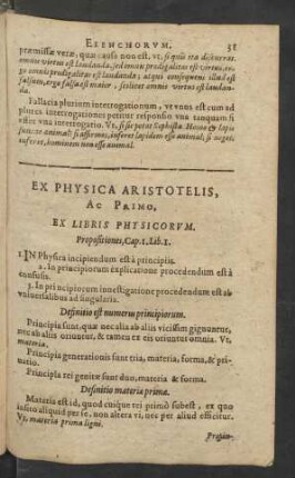 Ex Physica Aristotelis, Ac Primo Ex Libris Physicorum.