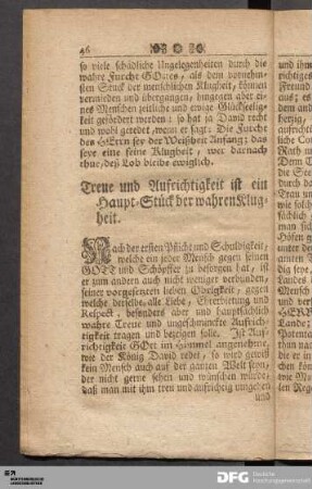 III. Betrachtung. Treue und Aufrichtigkeit ist ein Haupt-Stück der wahren Klugheit